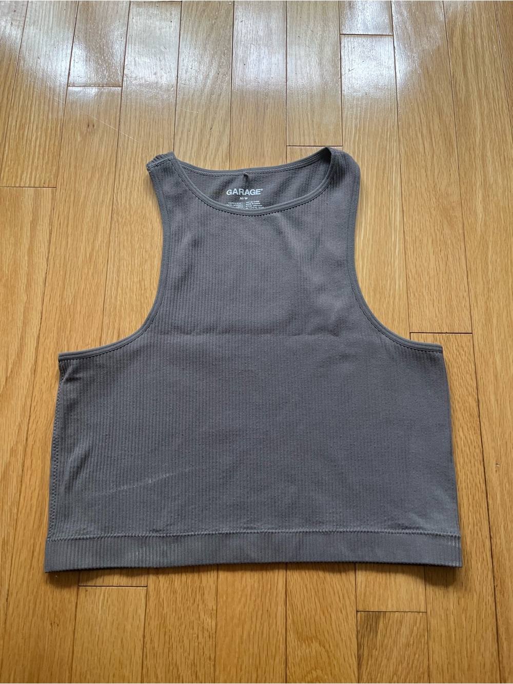 Garage Charcoal Gray Cropped Ribbed Tank